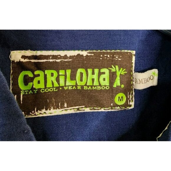 Cariloha Men's Size Medium Blue Cotton/Bamboo Short Sleeve Button Front Shirt - Picture 3 of 5